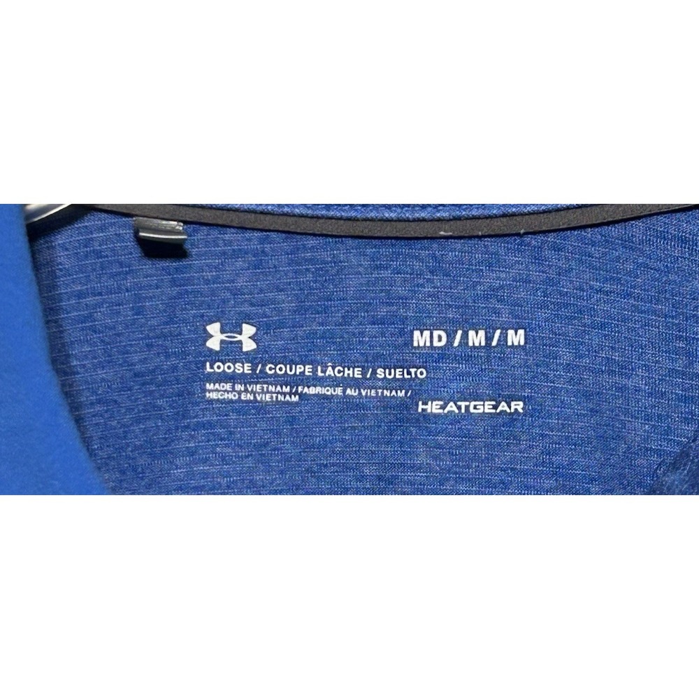 Under Armour HeatGear Blue‎ Heather Tech Golf Polo Shirt Mens Medium UA - Picture 8 of 11